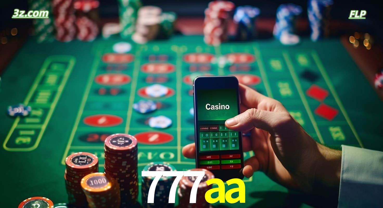 Cassino online móvel 777aa com apostas em roleta e fichas de pôquer