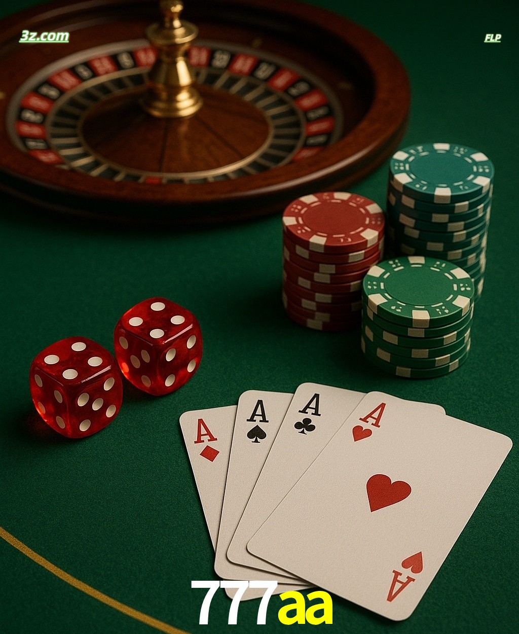 Cassino online 777aa com jogos de mesa: roleta, dados, pôquer e fichas